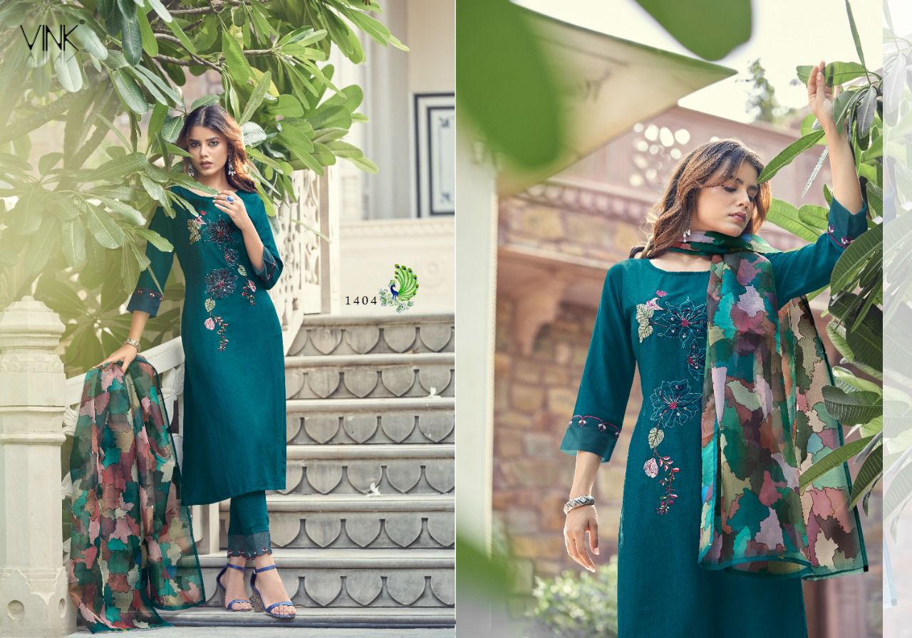 vink classic organza gorgeous look  top dupatta and bottom catalog