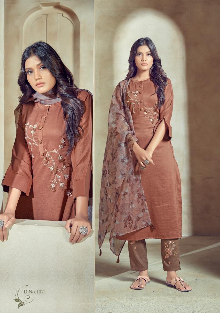 vink velvete studio pick n choose d no 1071 SILK catchy look Top bottom and dupatta size set