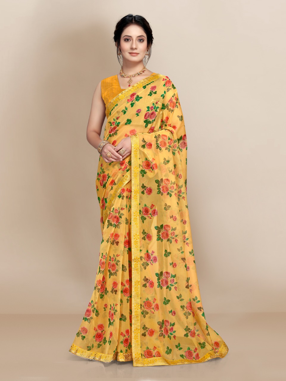 vivera international Kia Sarees organza attrective print saree catalog