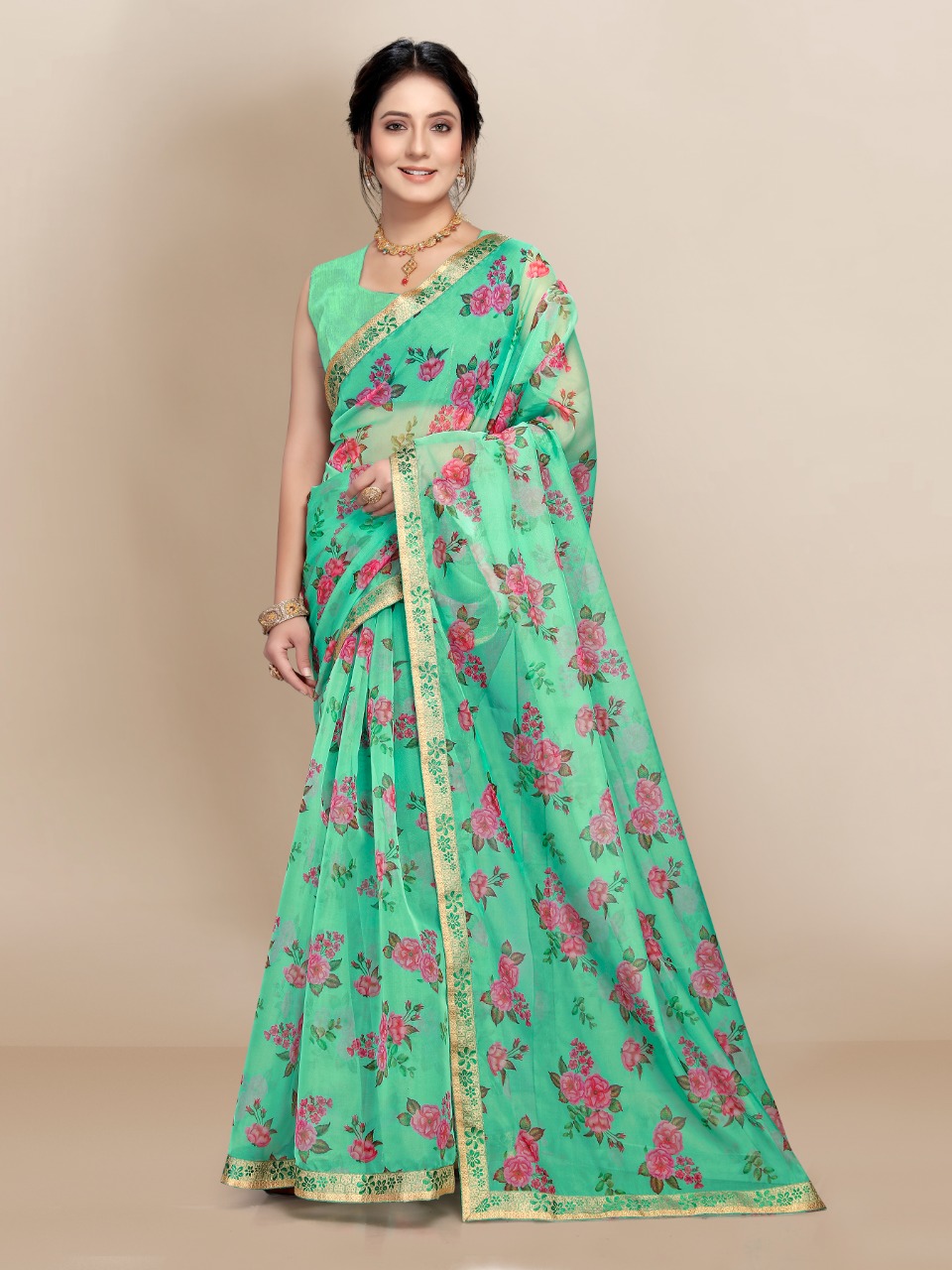 vivera international Kia Sarees organza attrective print saree catalog