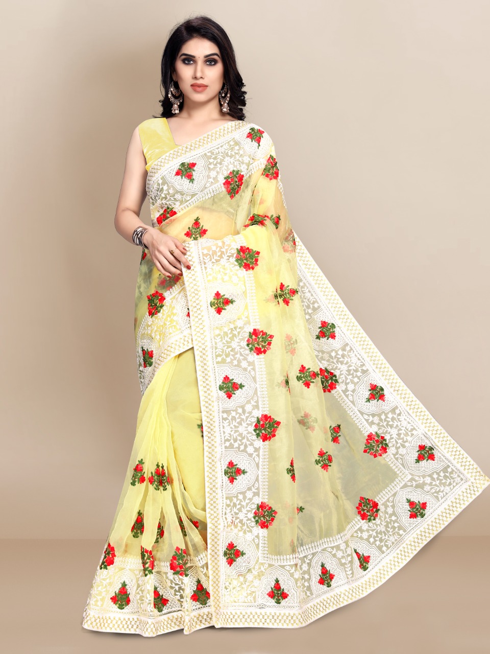 vivera international slyvie 4 organza attrective colours saree catalog