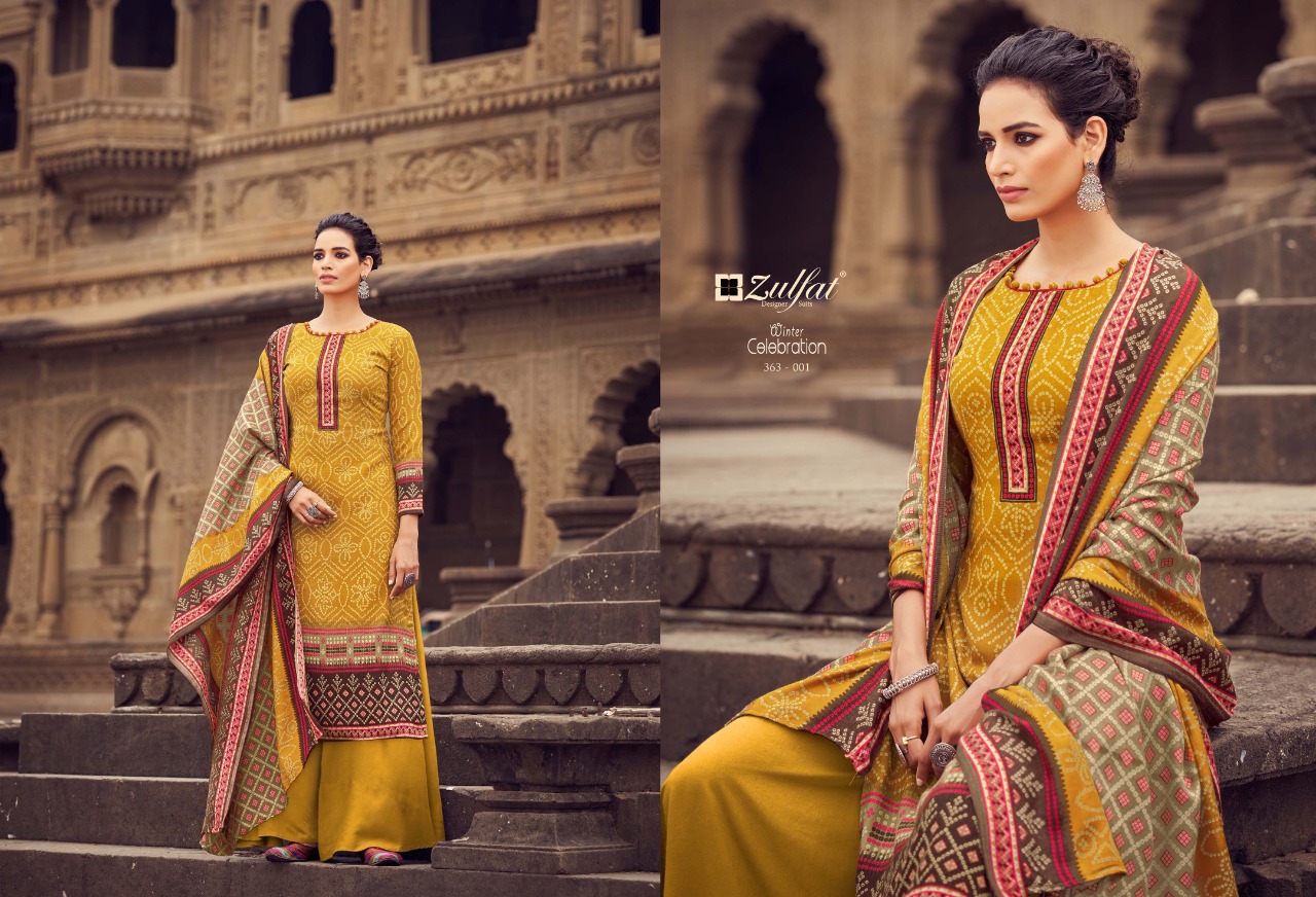 zulfat designer suit Winter celebration  pashmina exclusive print salwar suit catalog