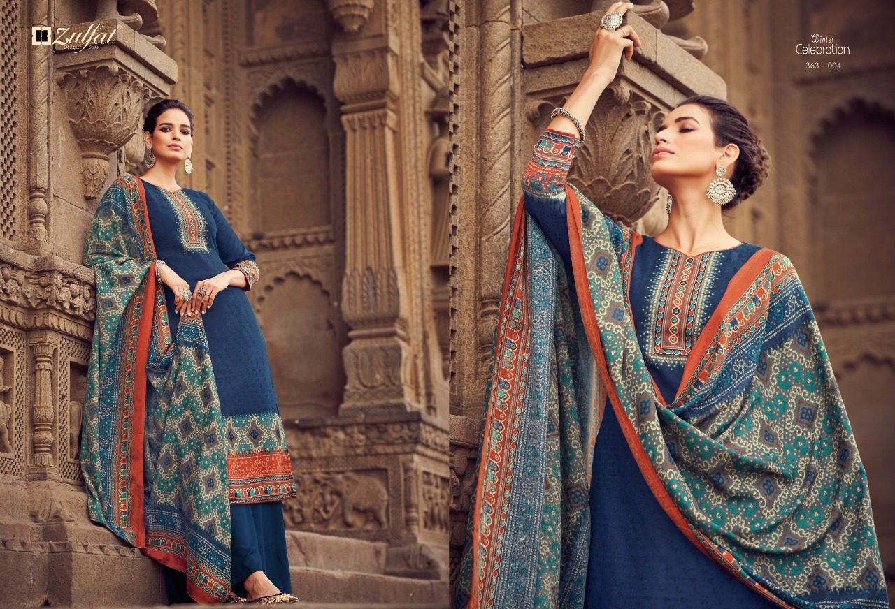 zulfat designer suit Winter celebration  pashmina exclusive print salwar suit catalog