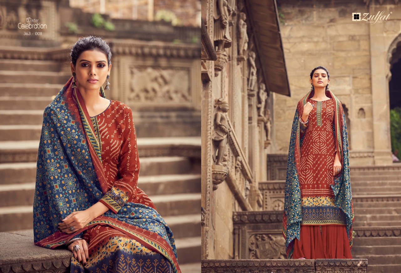 zulfat designer suit Winter celebration  pashmina exclusive print salwar suit catalog