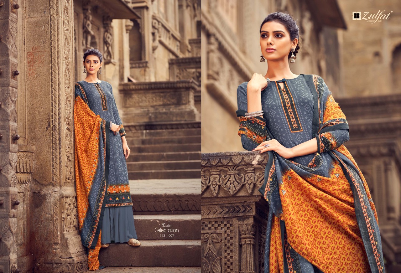 zulfat designer suit Winter celebration  pashmina exclusive print salwar suit catalog