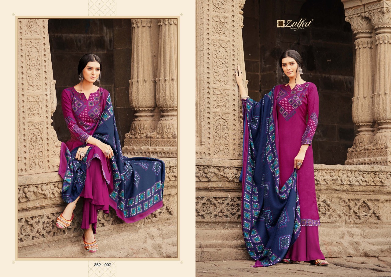 zulfat designer suit winter shine pashmina exclusive print salwar suit catalog