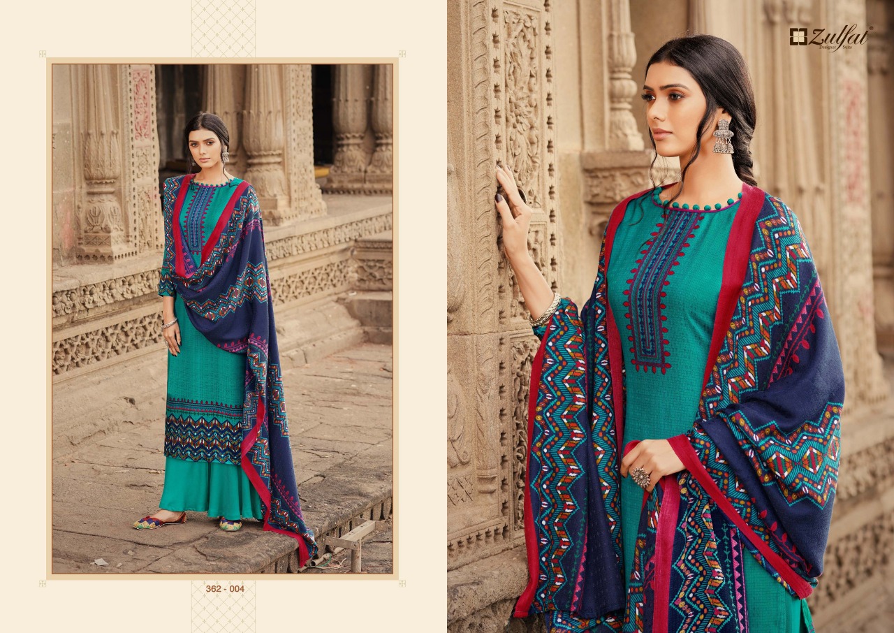 zulfat designer suit winter shine pashmina exclusive print salwar suit catalog