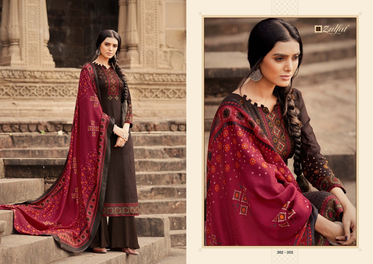 zulfat designer suit winter shine pashmina exclusive print salwar suit catalog