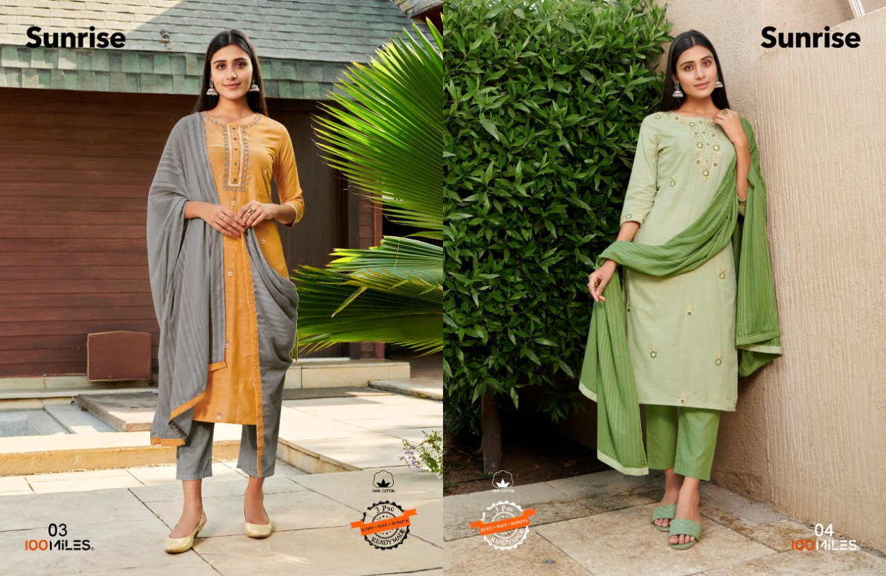 100 miles Sunrise cotton elegant kurti with pant and dupatta  catalog