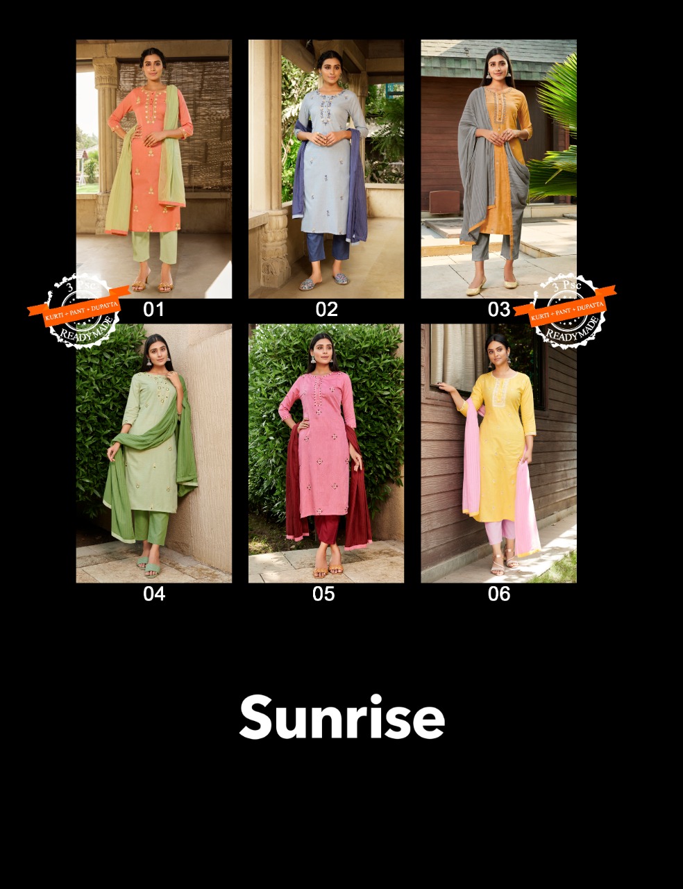 100 miles Sunrise cotton elegant kurti with pant and dupatta  catalog