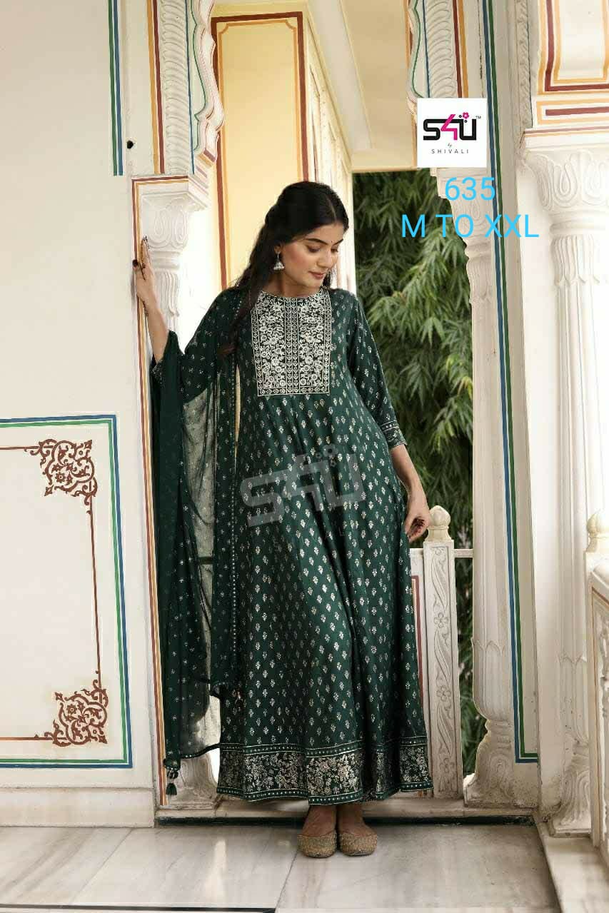 s4u s4u 635 fancy decent colour and look top bottom with dupatta size set