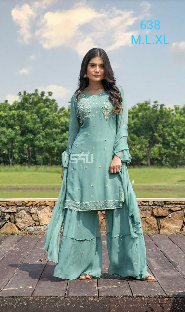 s4u s4u 638 fancy decent colour and look top bottom with dupatta size set