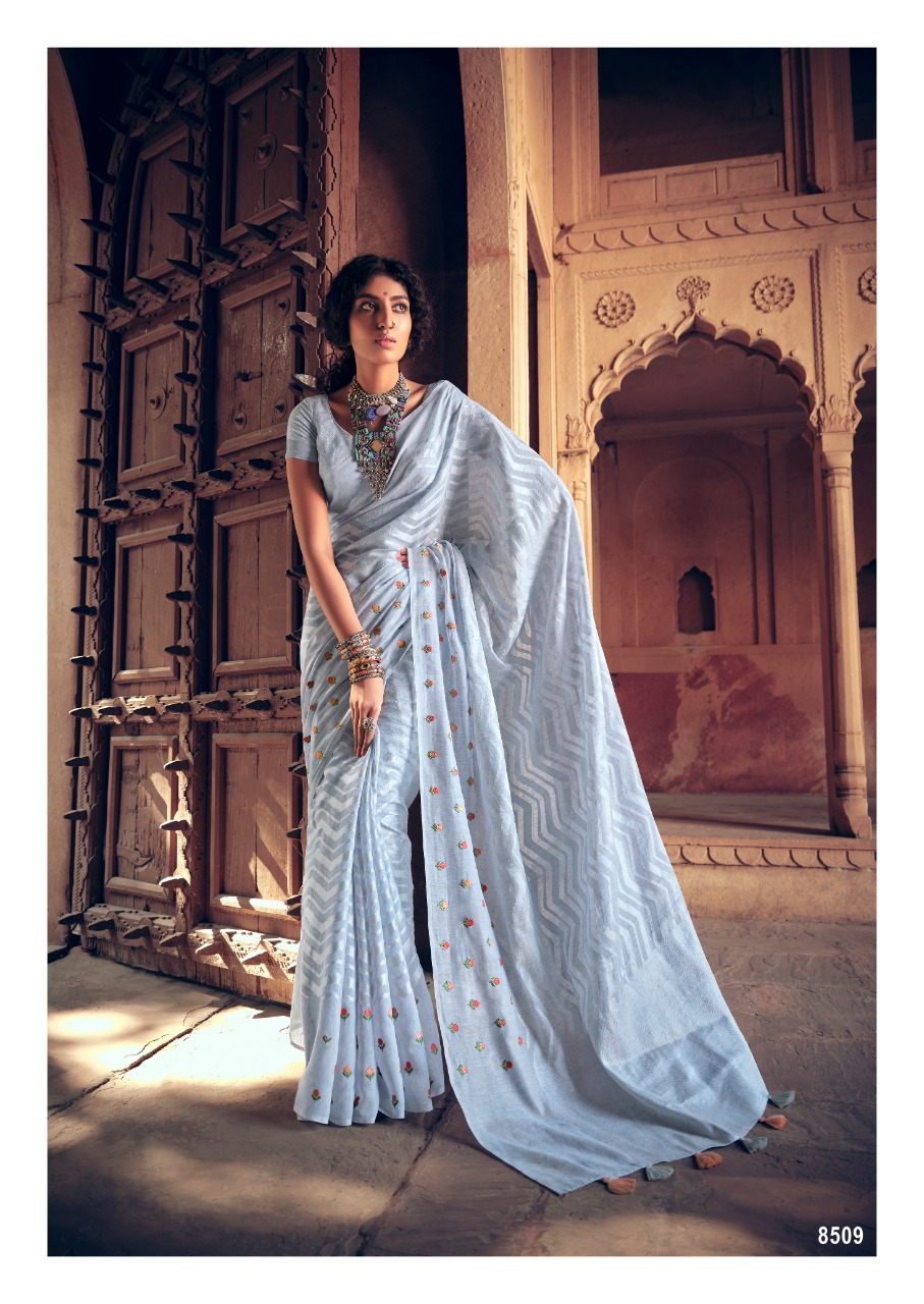 lt kashvi creation sahira Weaving Linen  beautifull print saree catalog