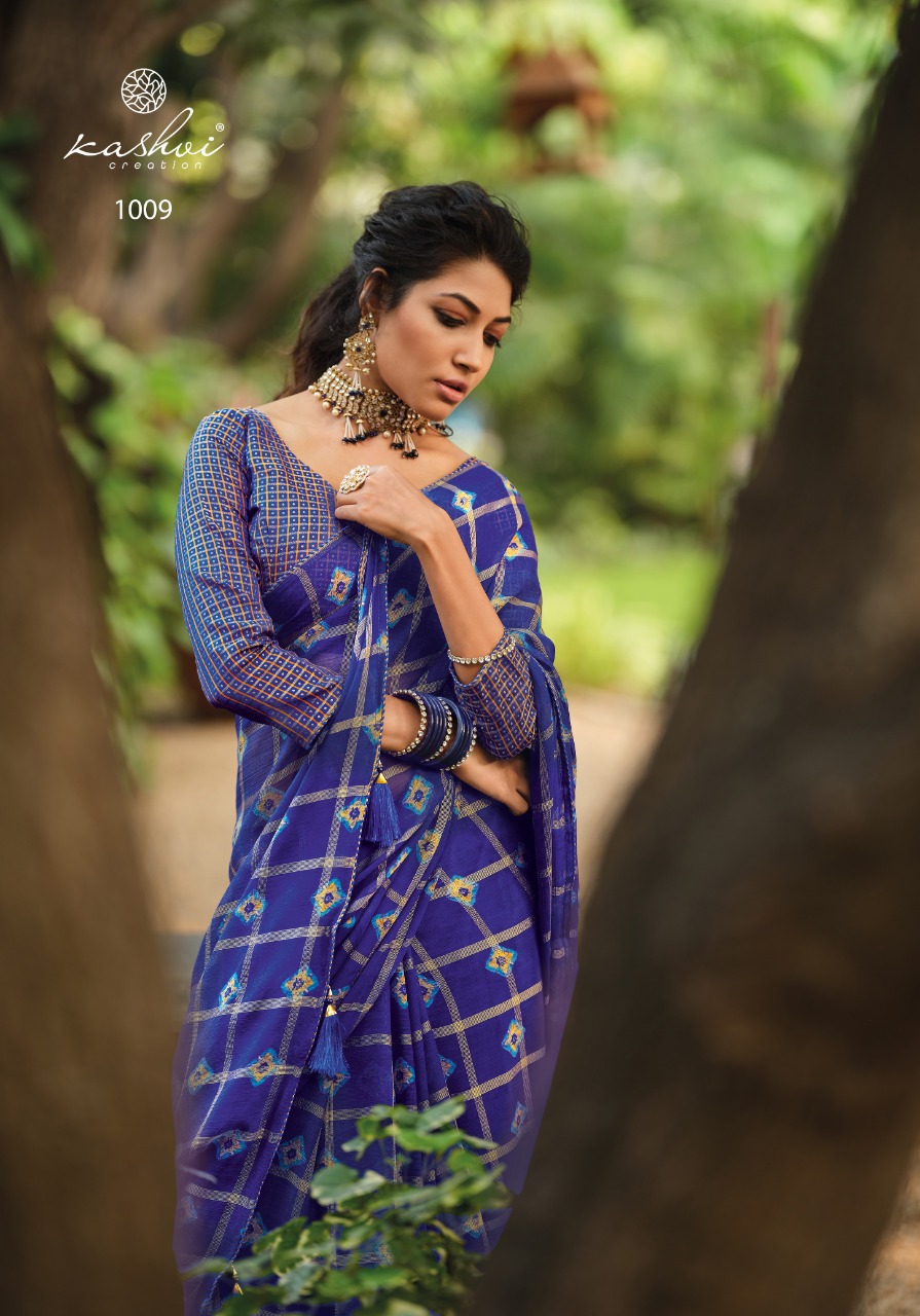 lt kashvi creation moksha Royal Checks viscous astonishing print saree catalog