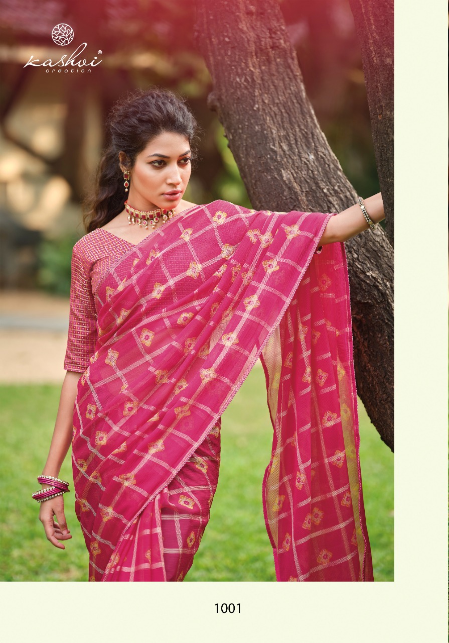 lt kashvi creation moksha Royal Checks viscous astonishing print saree catalog