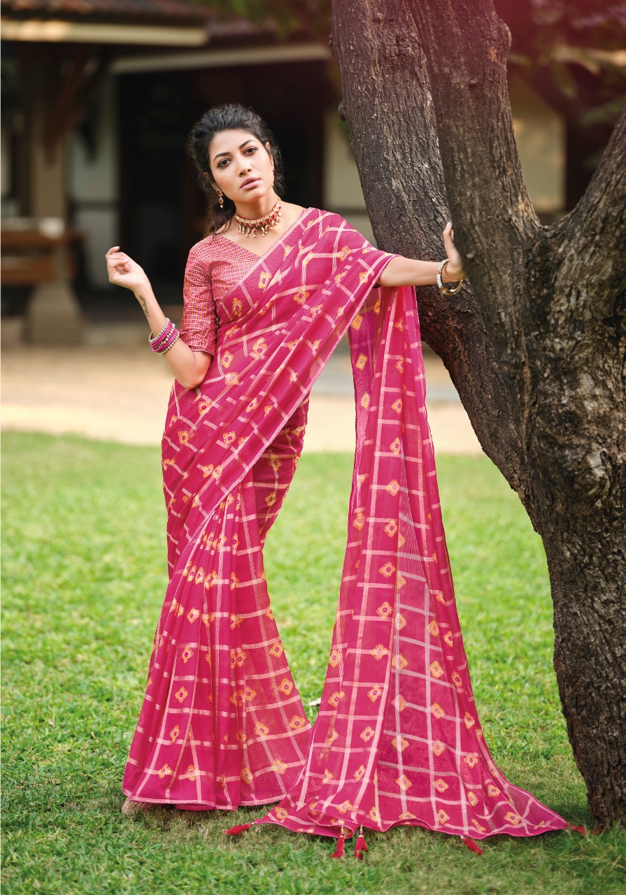 lt kashvi creation moksha Royal Checks viscous astonishing print saree catalog