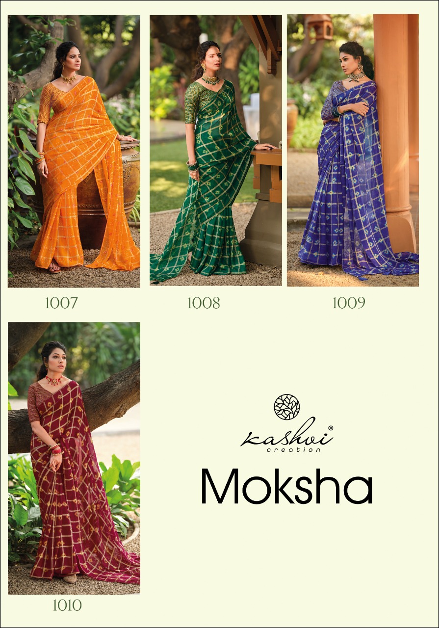 lt kashvi creation moksha Royal Checks viscous astonishing print saree catalog