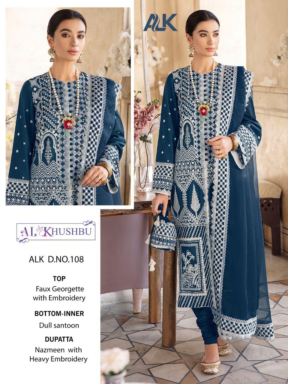 al khushbu 108 georgette regal look salwar suit single