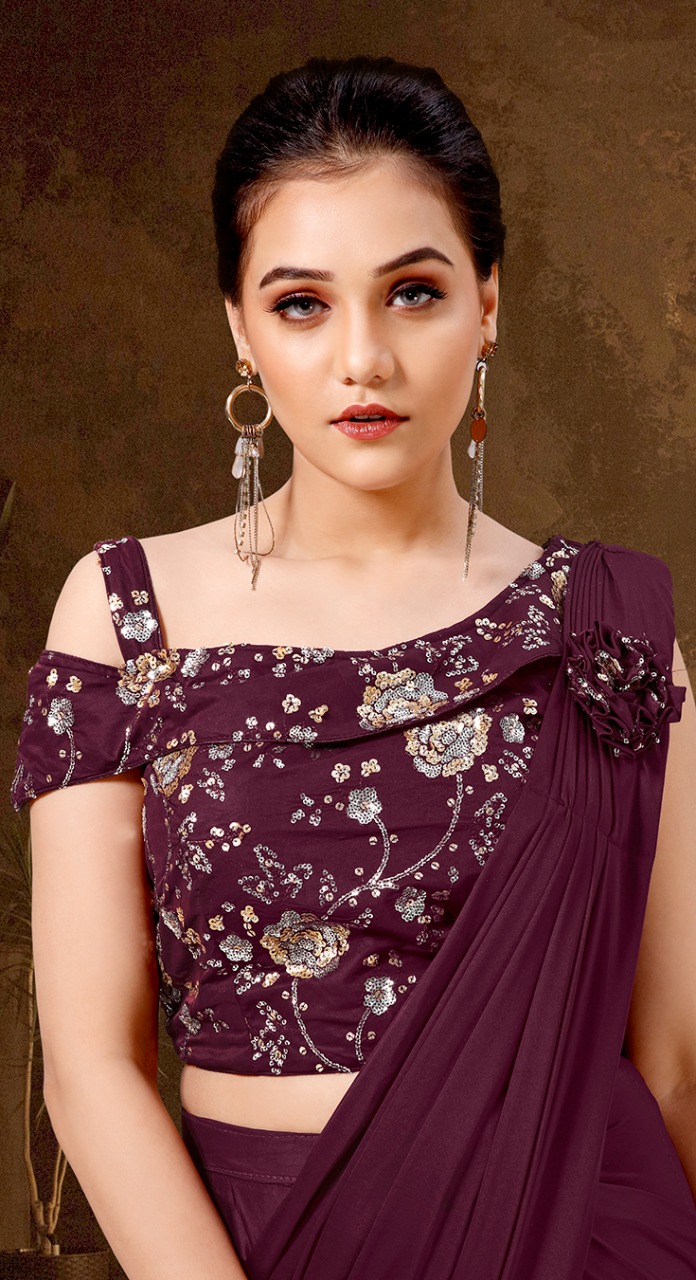 amoha trendz d No 1015691 Imported Lycra new and modern style saree catalog