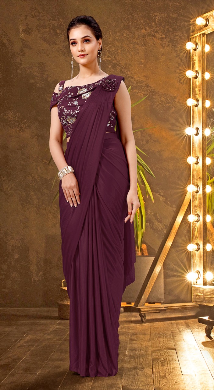 amoha trendz d No 1015691 Imported Lycra new and modern style saree catalog