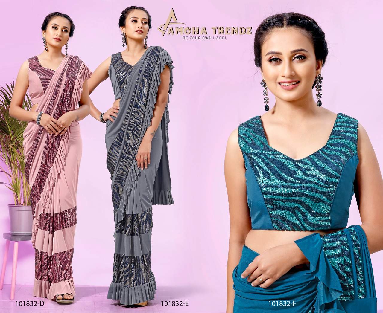 amoha trendz d no 101832 lycra classic look saree catalog