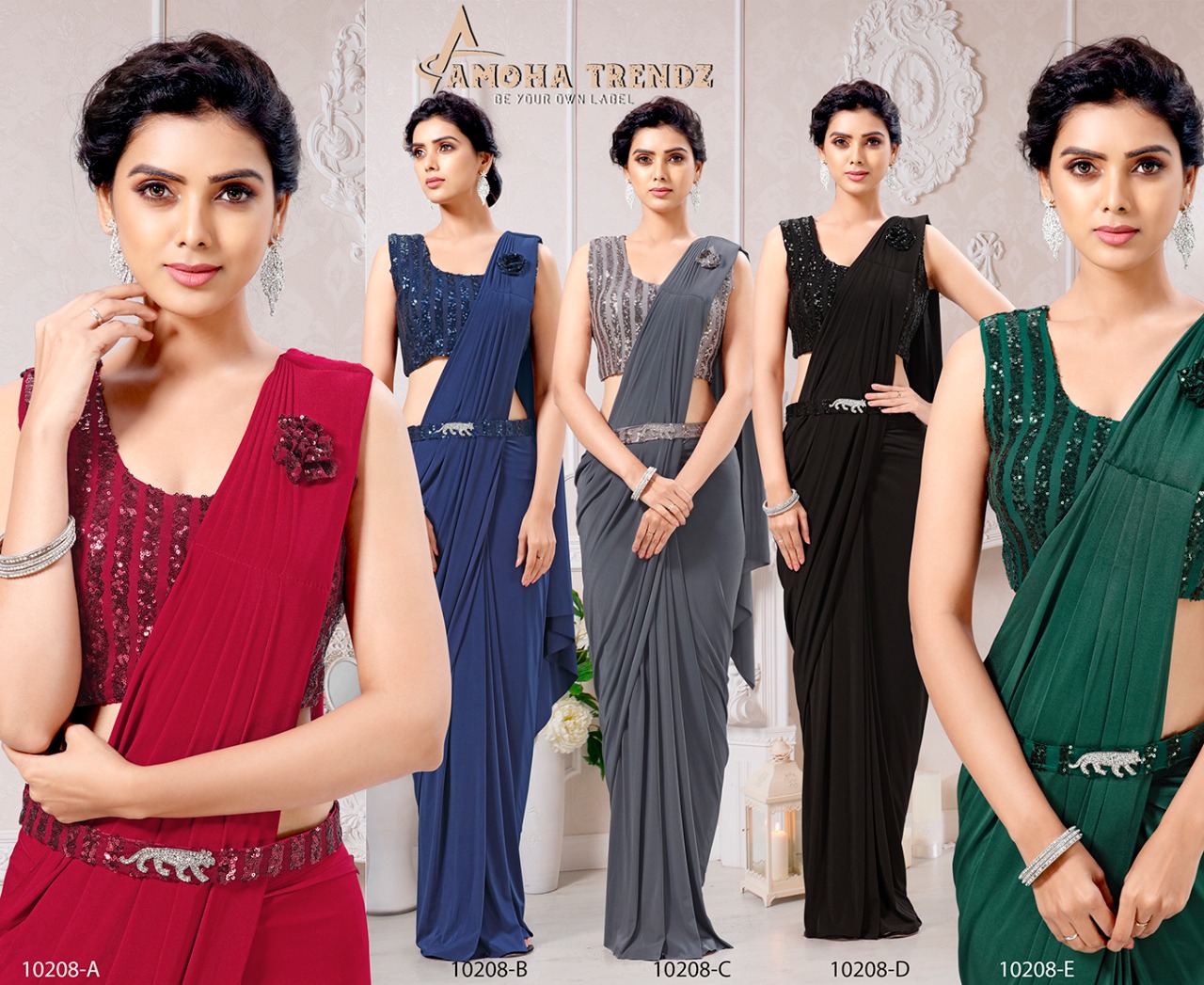 amoha trendz d no 10208 lycra classic look saree catalog