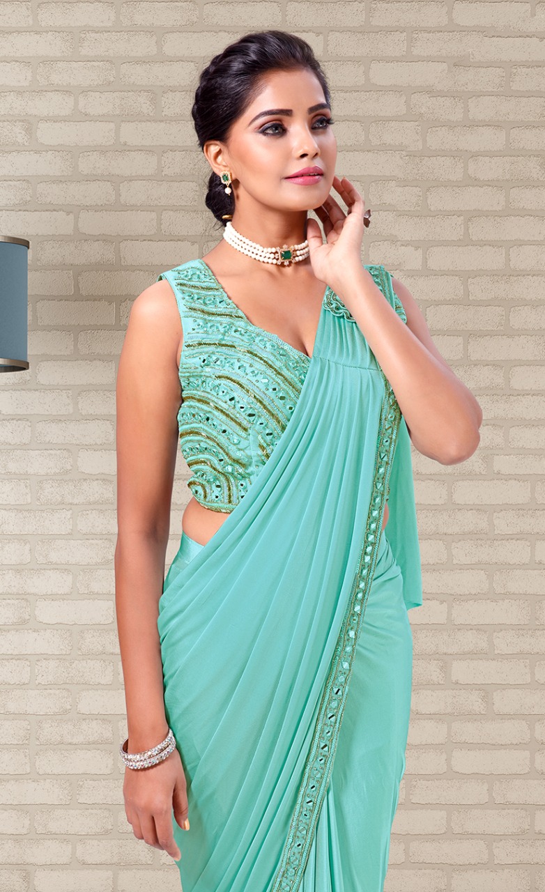 amoha trendz Design No 1015542 Imported Lycra exclusive look saree catalog