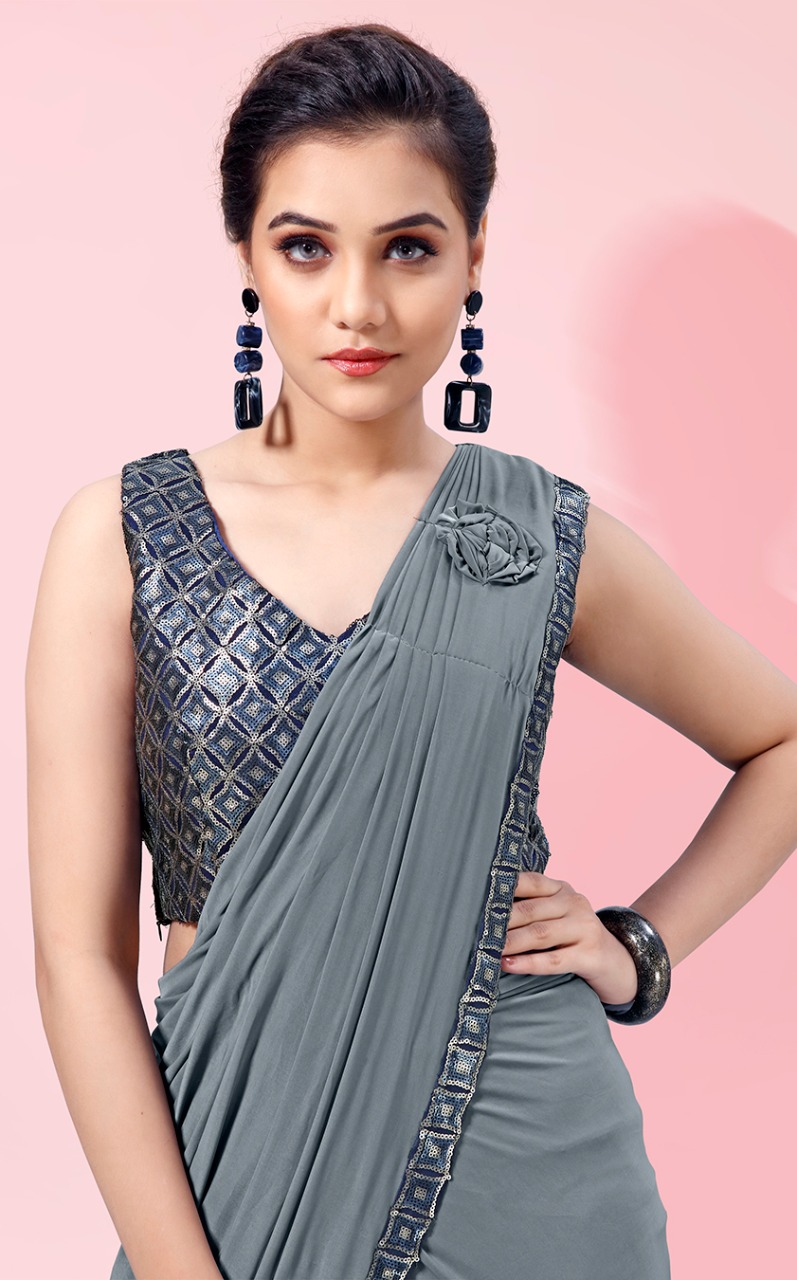 amoha trendz Design No 101818 Imported Lycra new and modern style saree catalog