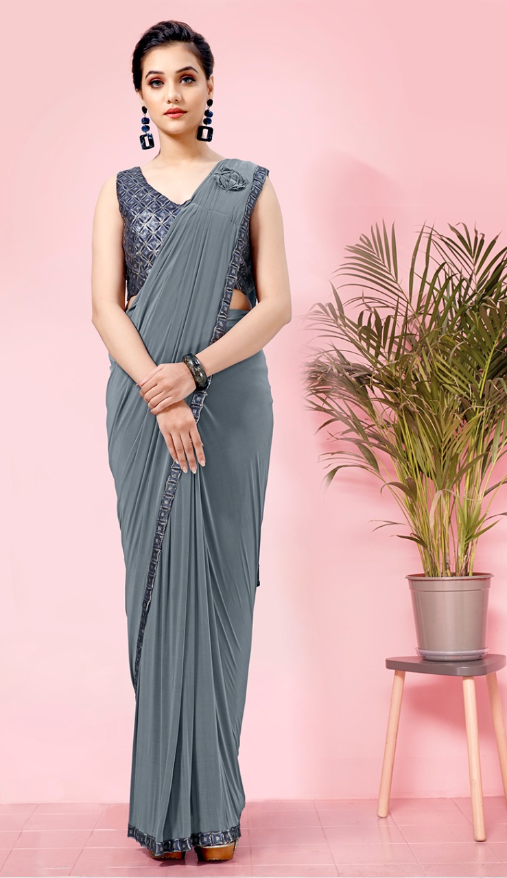 amoha trendz Design No 101818 Imported Lycra new and modern style saree catalog