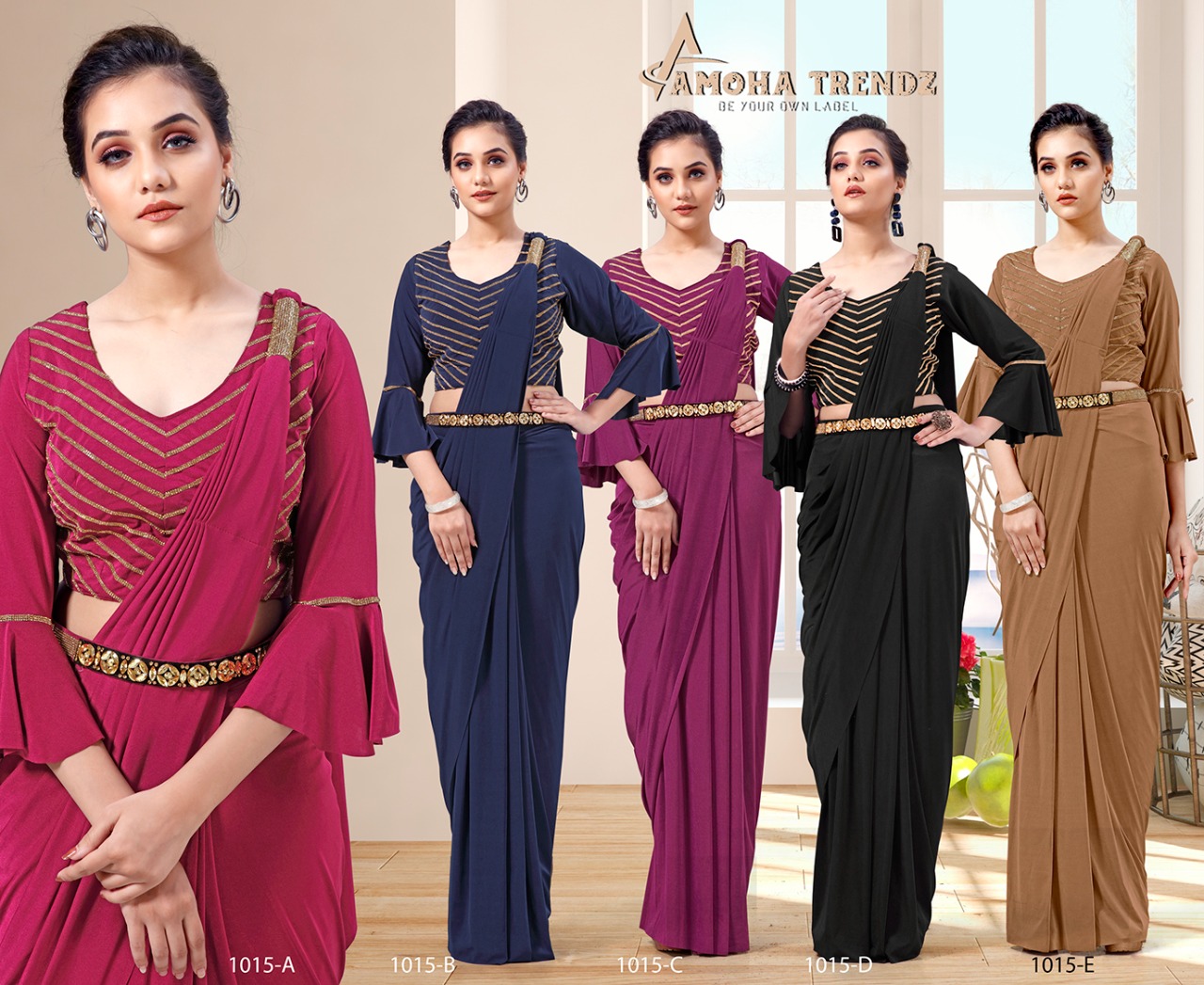 amoha trenza d no 1015 Imported Lycra stylish look saree catalog