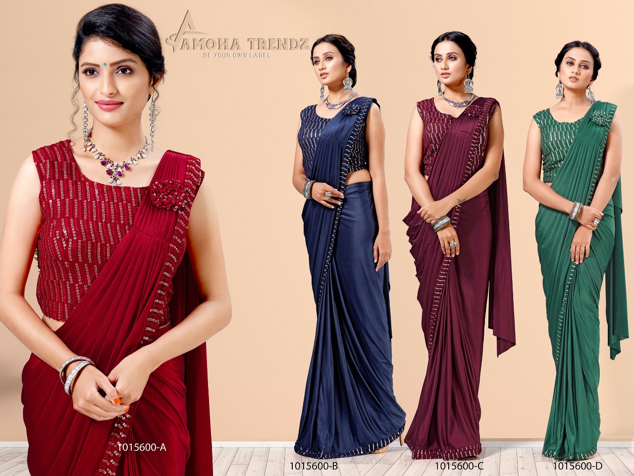 amoha trenza Design No 1015600 Imported Lycra innovative look saree catalog