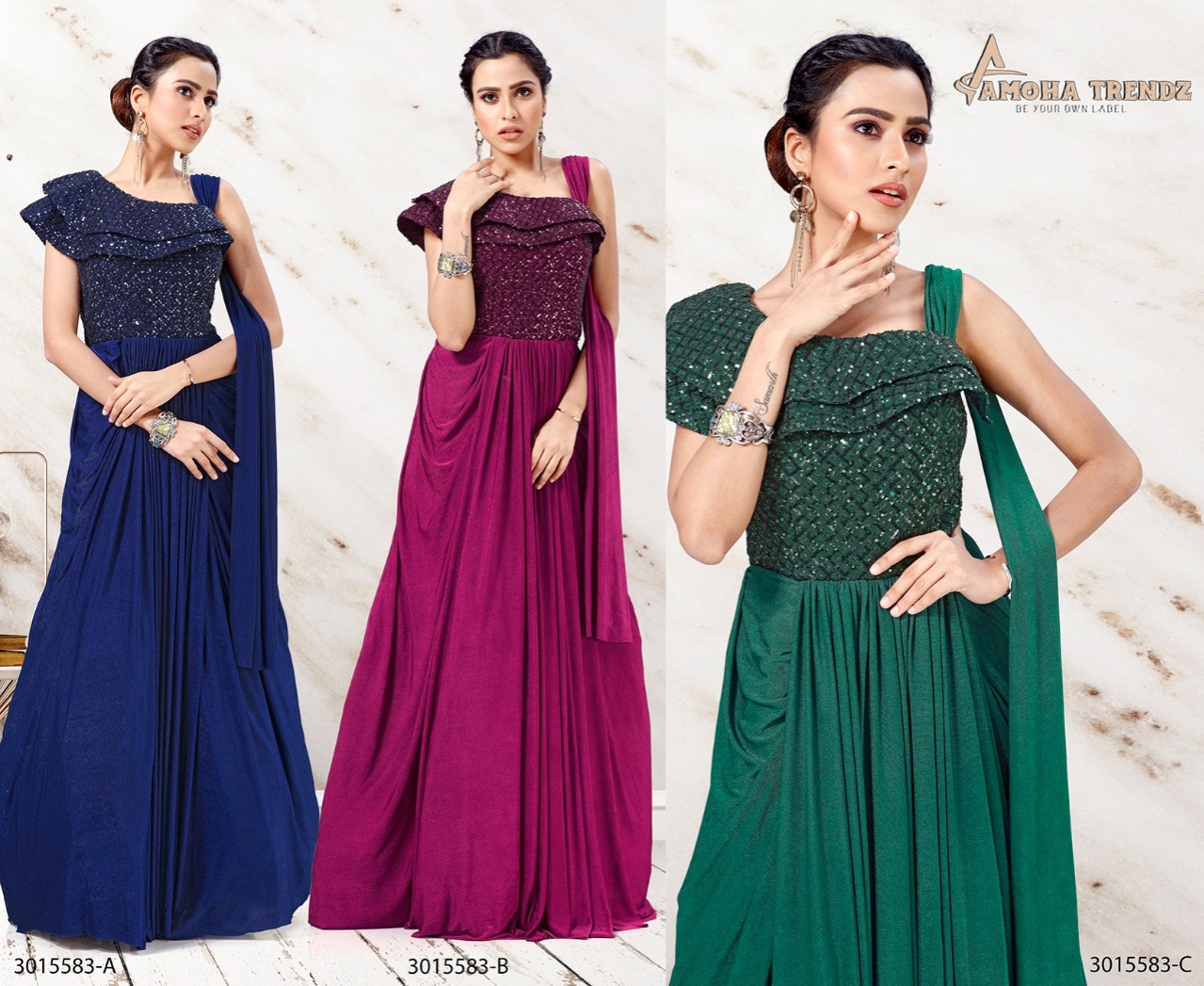 amoha trenza Design No 3015583 Imported Lycra western look indo western catalog