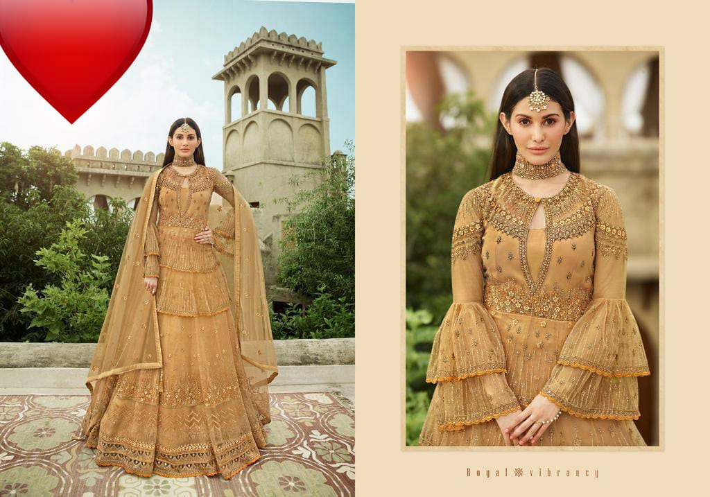 amyra designer myro net embroidery regal heavy look lehngha catalog