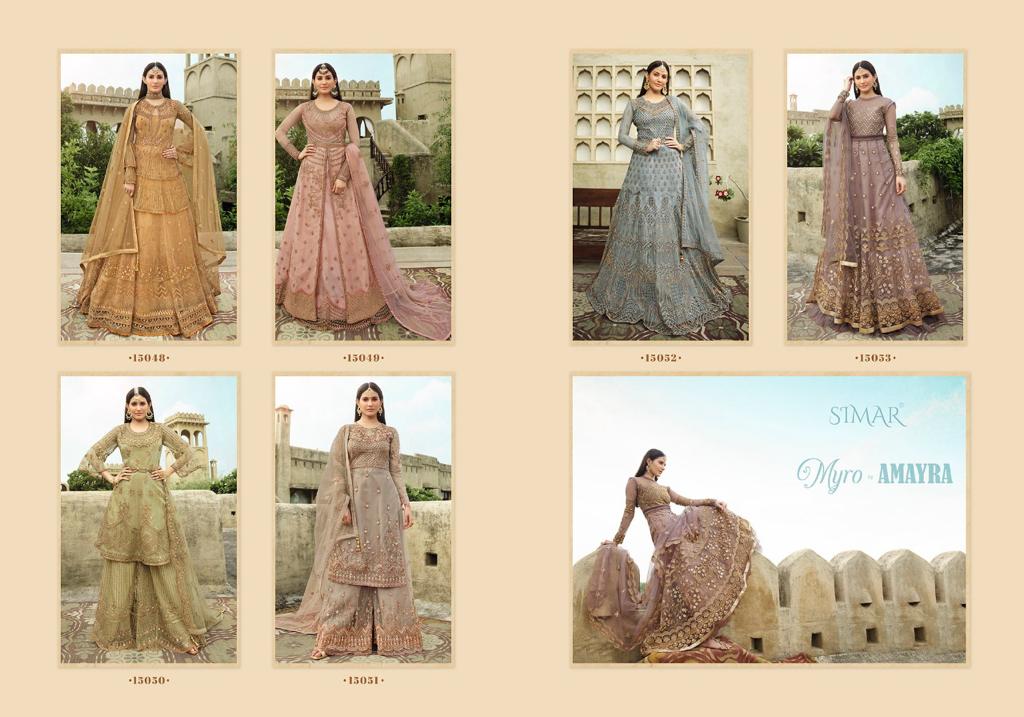 amyra designer myro net embroidery regal heavy look lehngha catalog