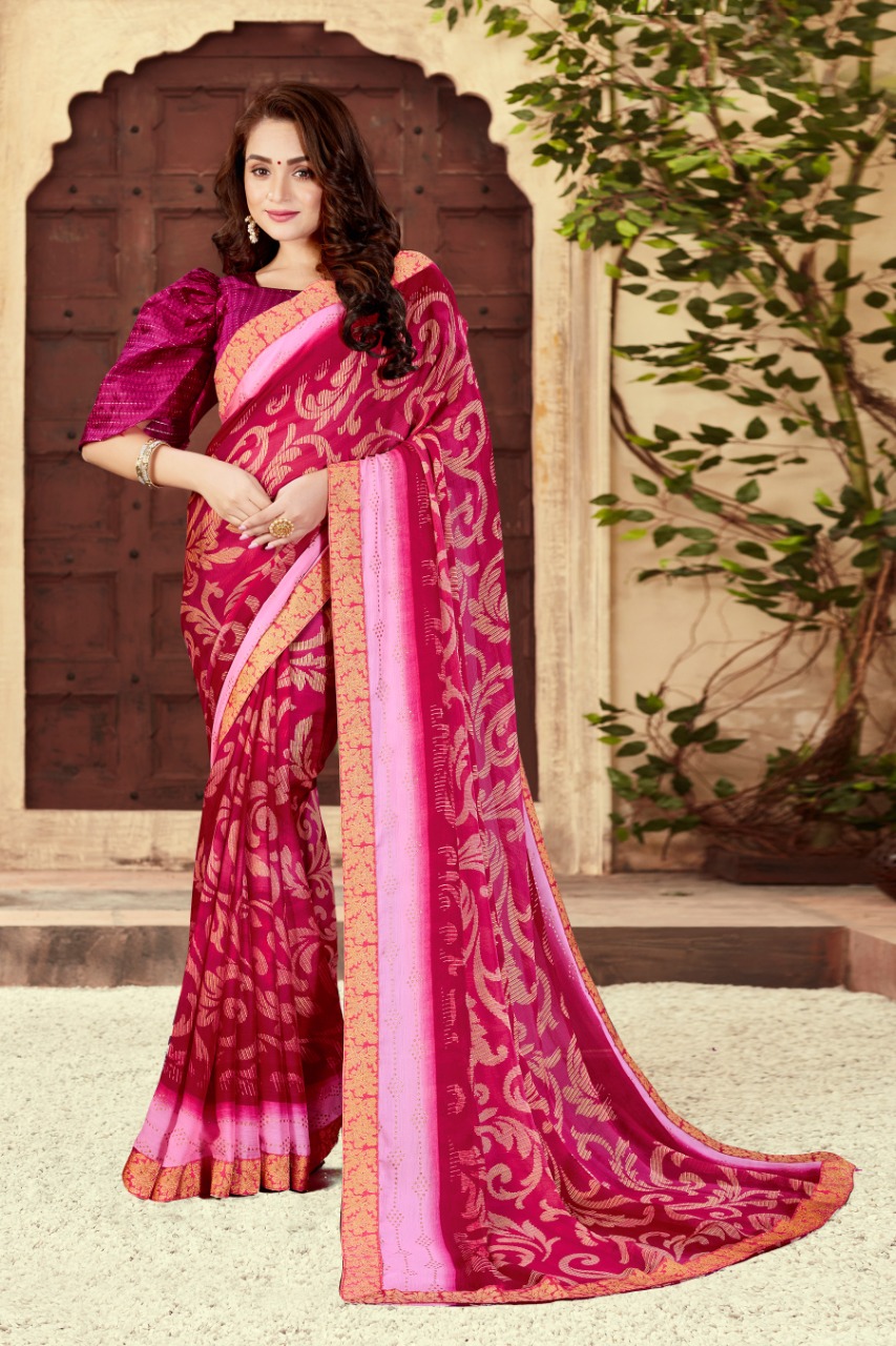 Bansi Fashion sanchi chiffon astonishing print saree catalog