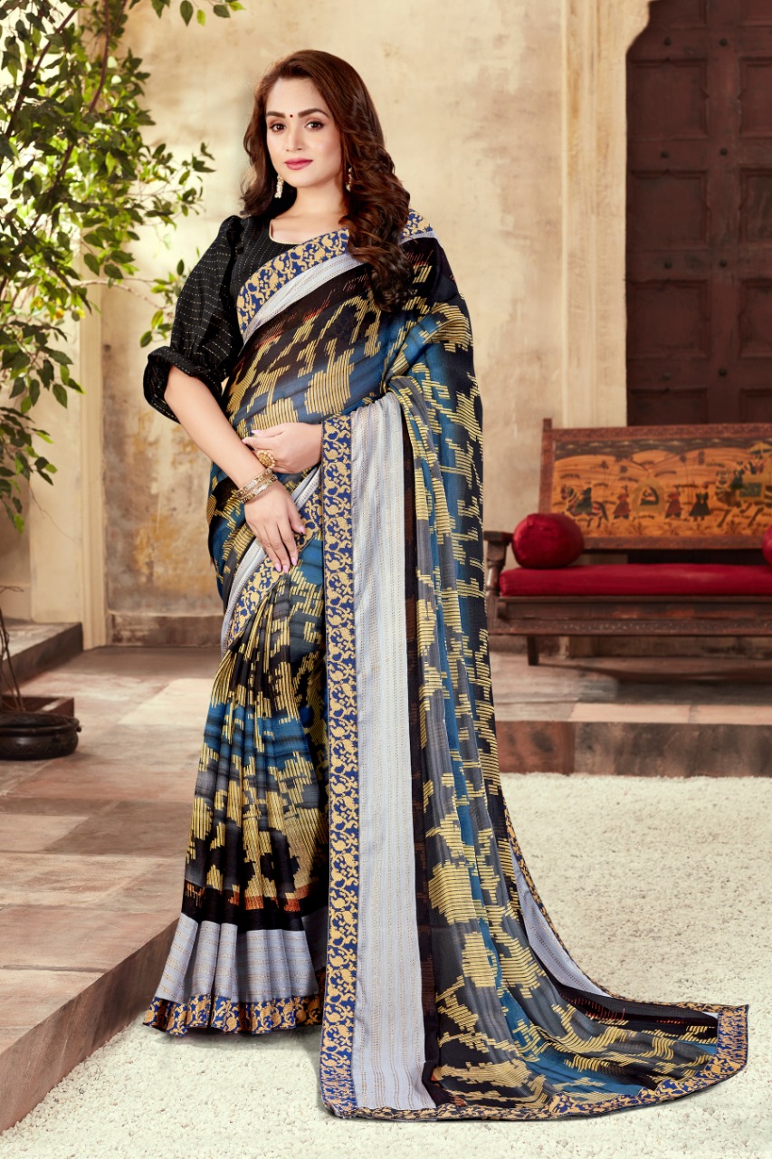 Bansi Fashion sanchi chiffon astonishing print saree catalog