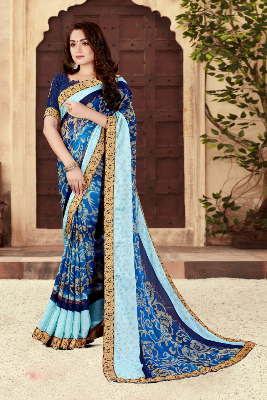 Bansi Fashion sanchi chiffon astonishing print saree catalog