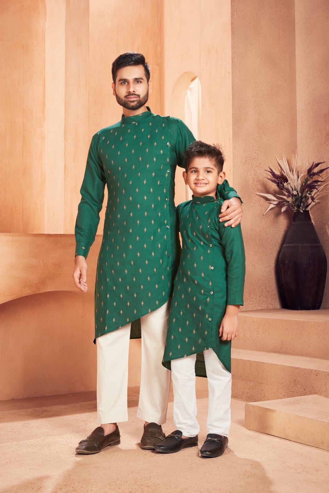 Banwery Fashion Father and son cotton stylish look kurta payejama catalog