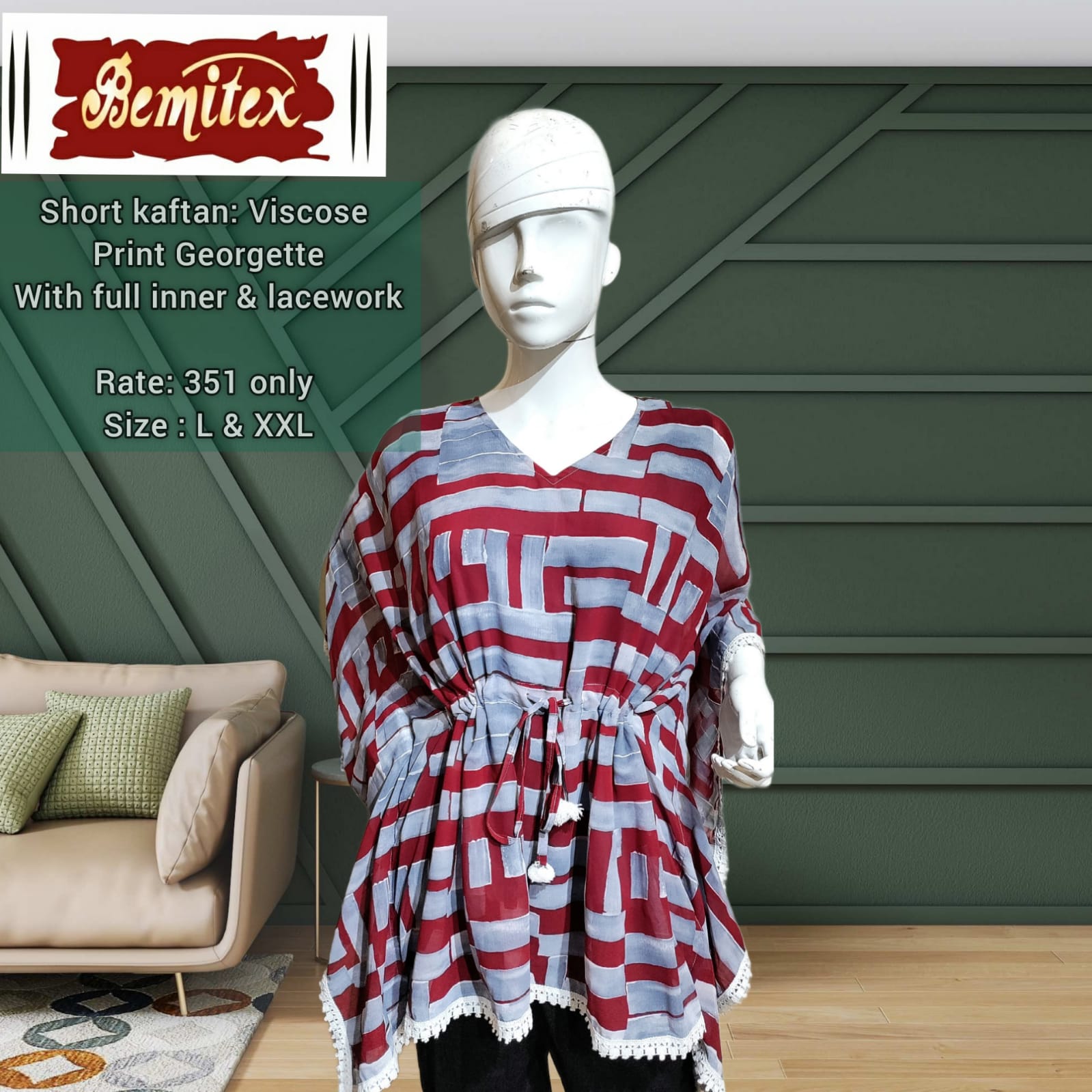 bipson Bemitex short kaftan viscose astonising look top catalog