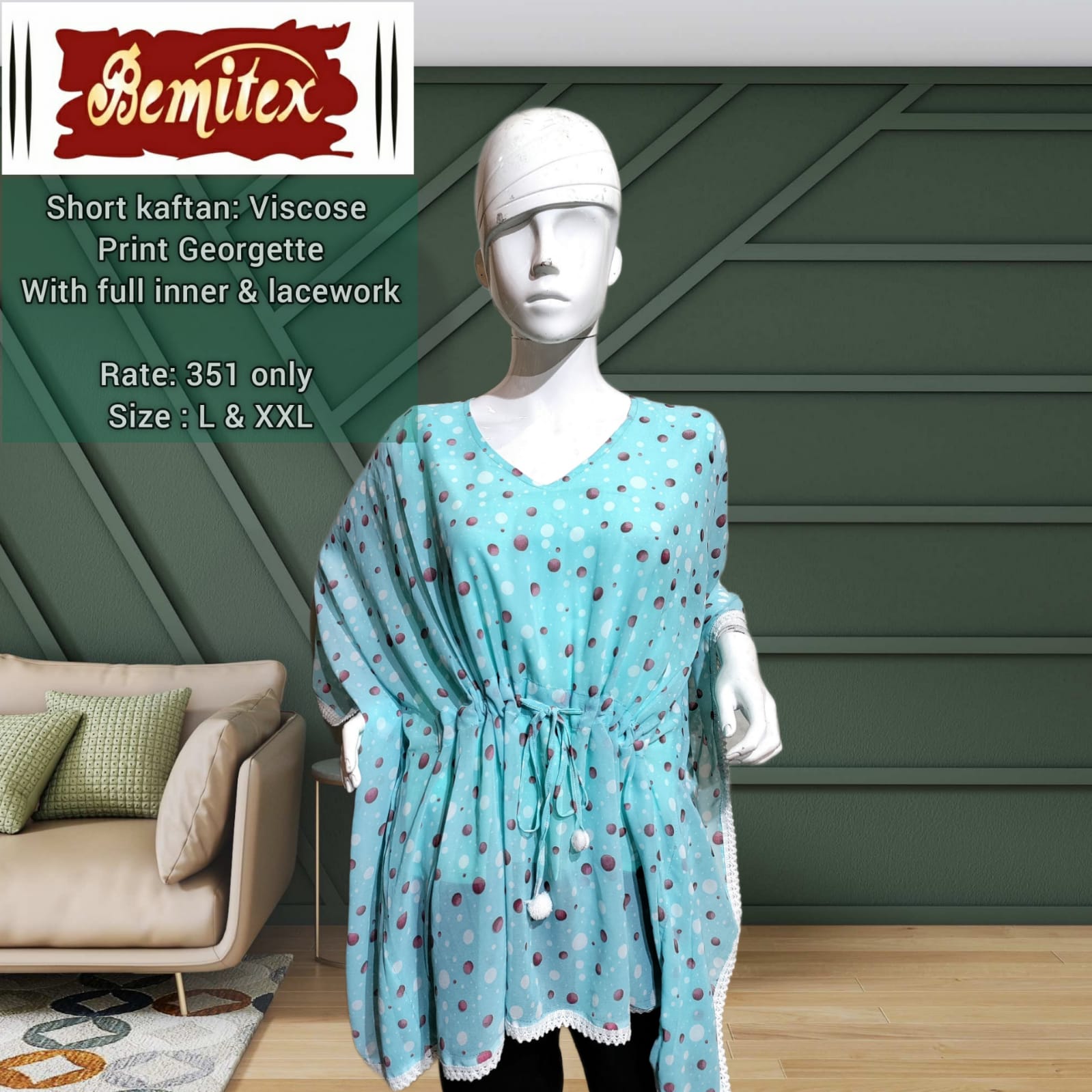 bipson Bemitex short kaftan viscose innovative look top catalog