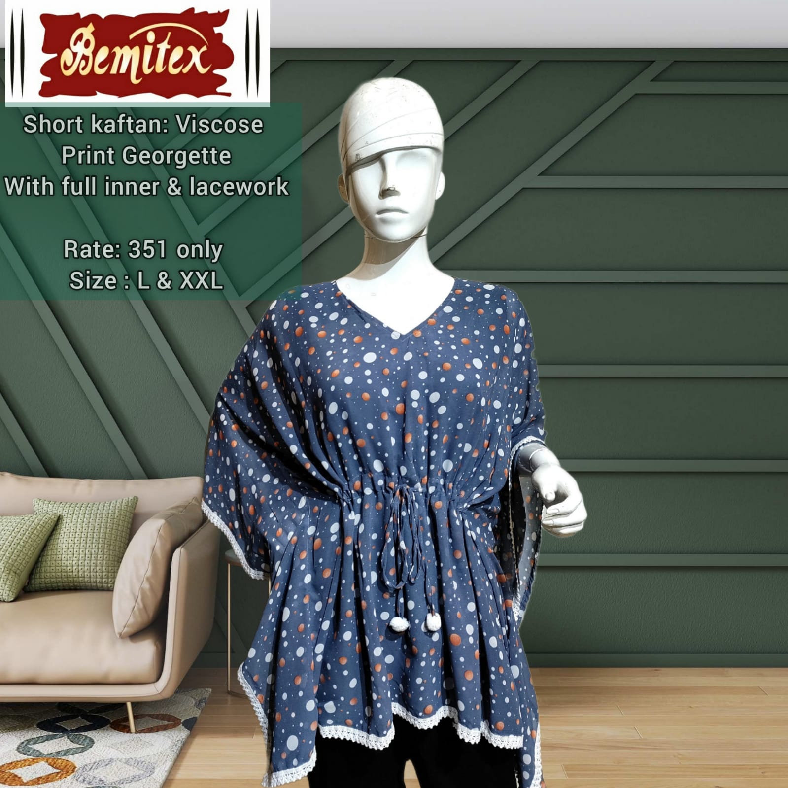 bipson Bemitex short kaftan viscose innovative look top catalog