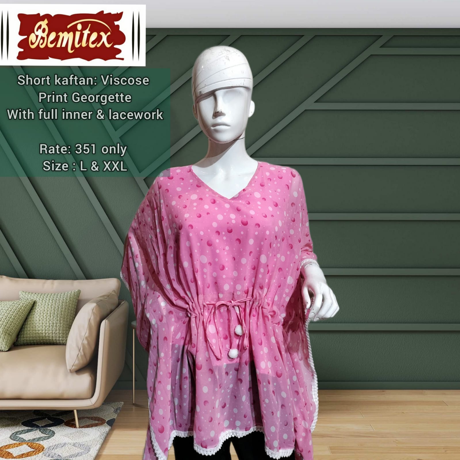 bipson Bemitex short kaftan viscose innovative look top catalog