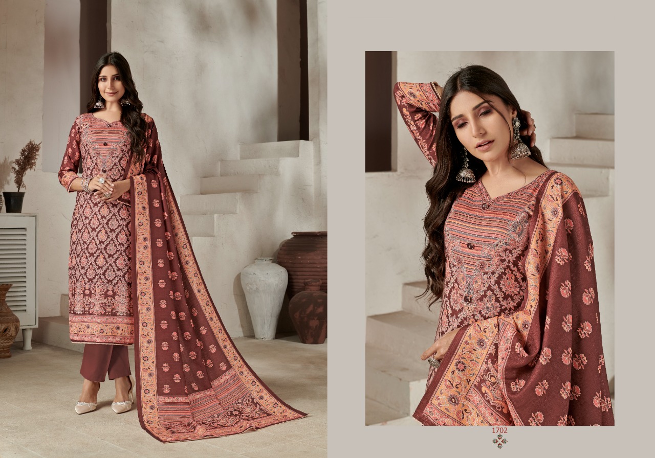 bipson kashmiri queen 1701 1704 Wolleen Pashmina astonising look salwar suit catalog