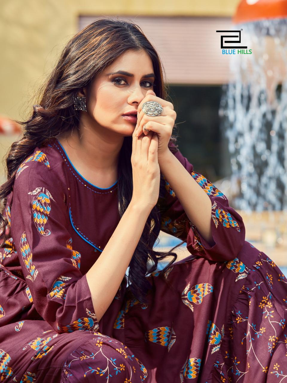 Blue hills chorri rayon classic trendy look long kurti catalog