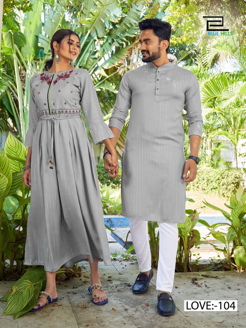 blue hills love aaj kal rayon elegant kurti with men kurta catalog