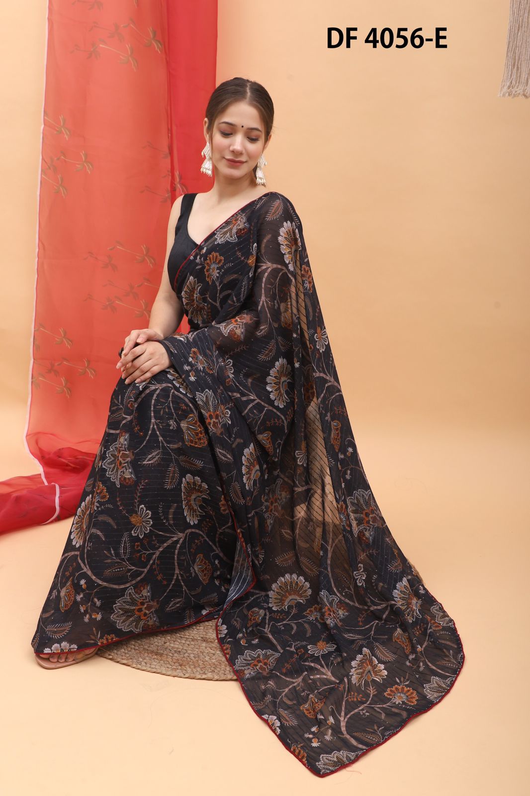 divya fashion kalamkari df 4056 wetless exclusive print saree catalog