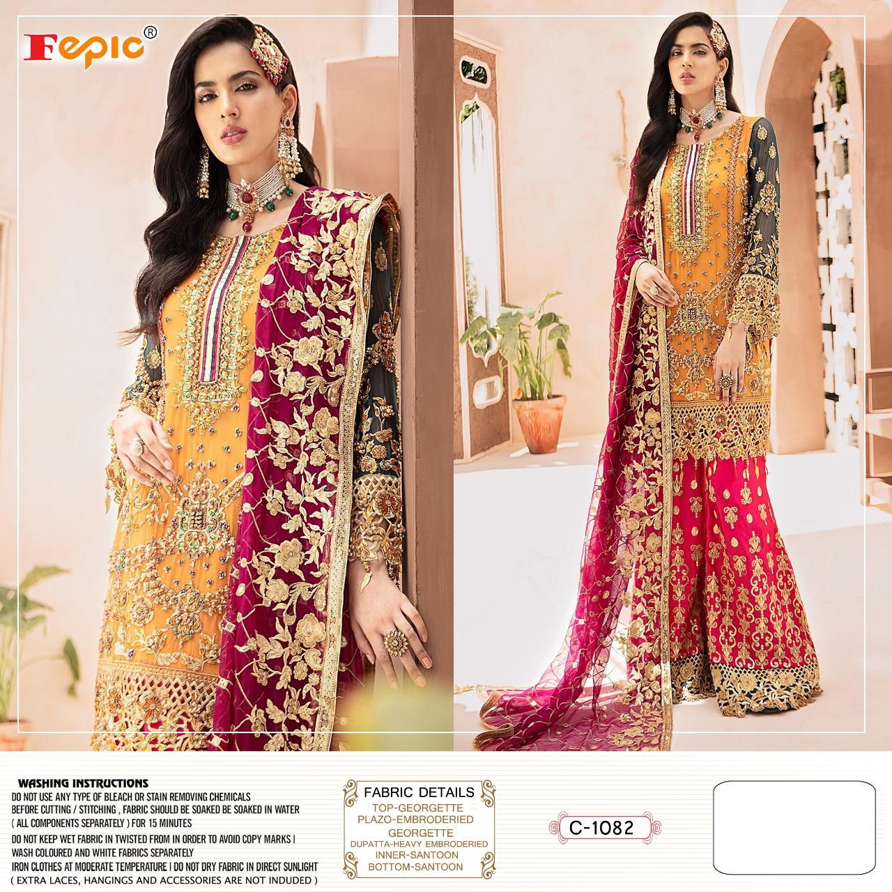 fepic rosemeen c 1082 colours georgette decent embroidary look salwar suit catalog