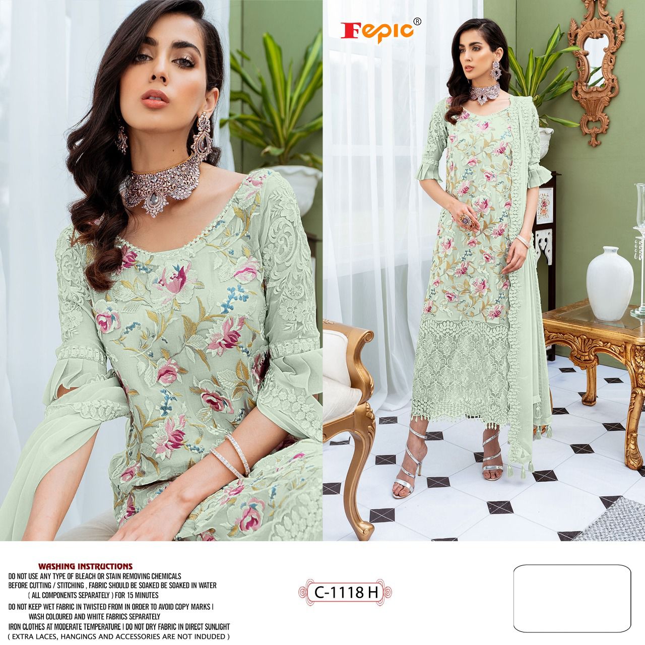 fepic rosemeen c 1118 georgette regal look salwar suit catalog