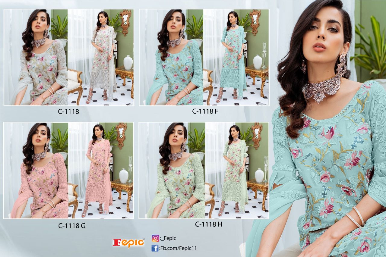 fepic rosemeen c 1118 georgette regal look salwar suit catalog