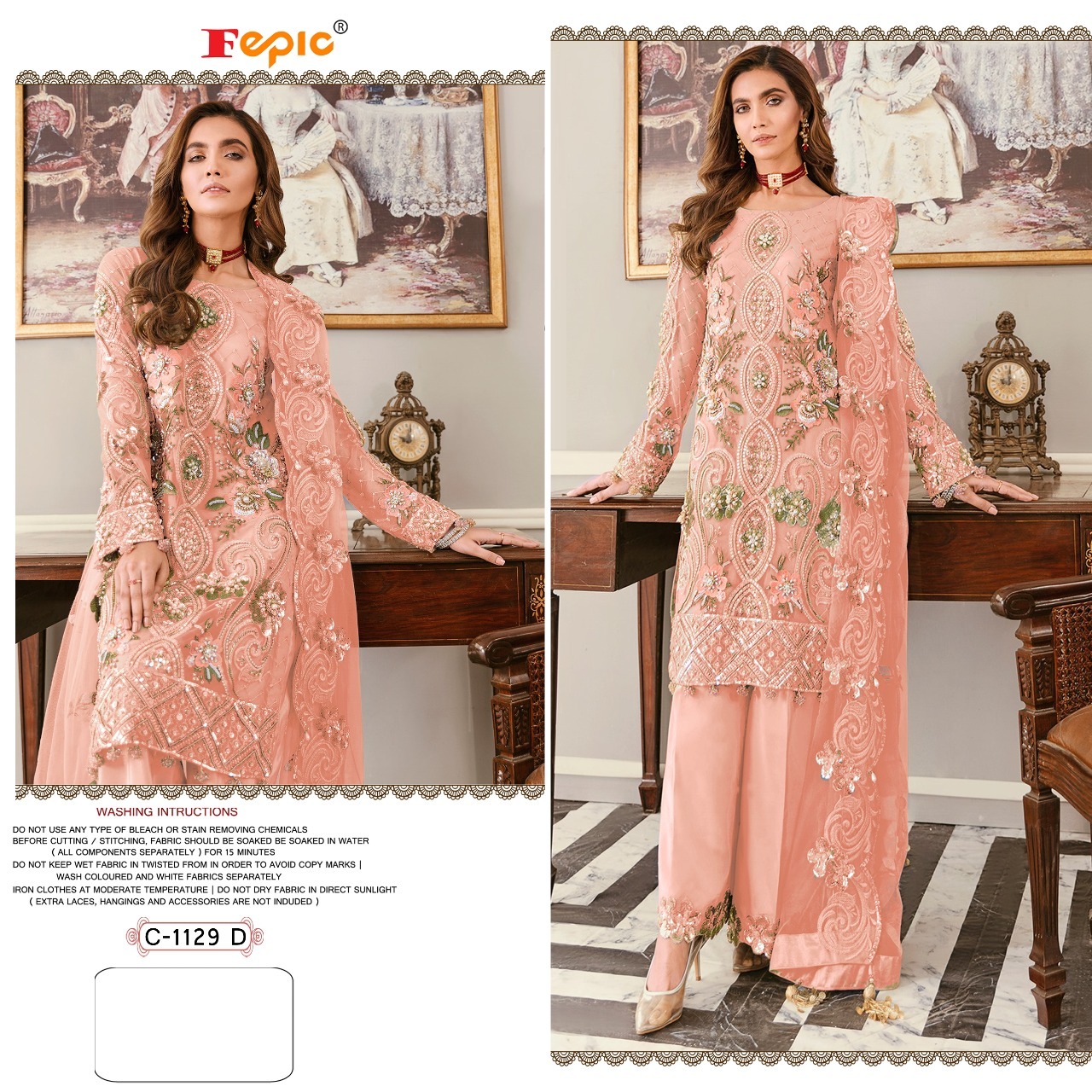 FEPIC Rosemeen C 1129 D Salwar Kameez Net embroidery Singles